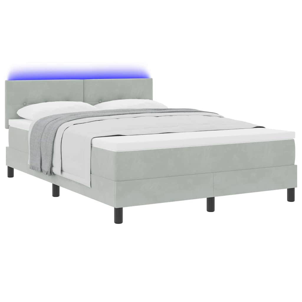 Box spring seng med hovedgærde Lysegrå 160 x 200 cm Fløjl