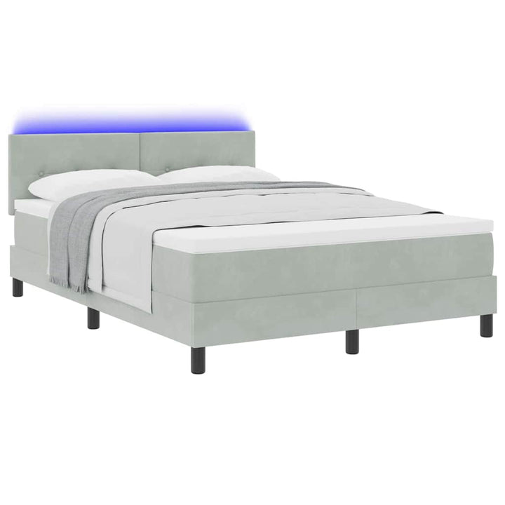 Box spring seng med hovedgærde Lysegrå 160 x 200 cm Fløjl