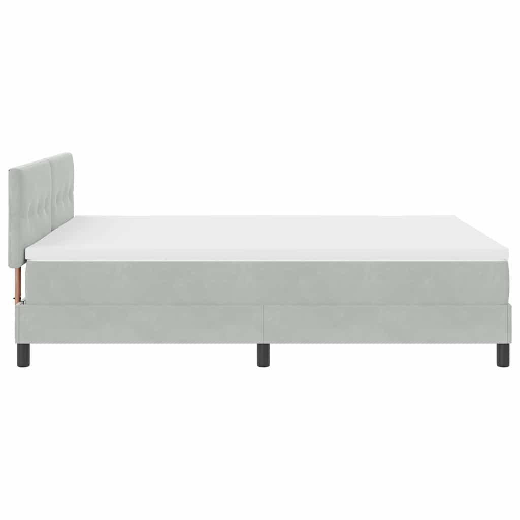 Box spring seng med hovedgærde Lysegrå 160 x 200 cm Fløjl
