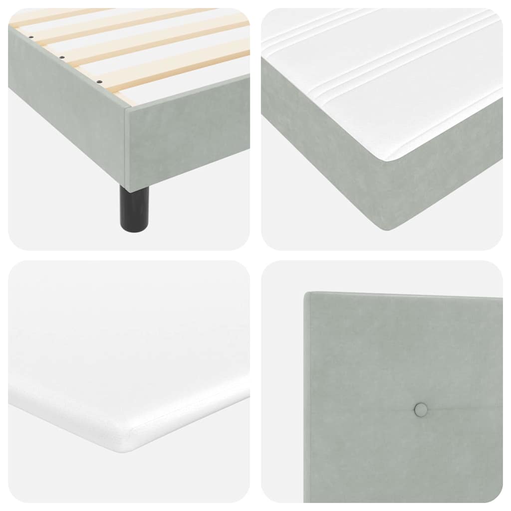 Box spring seng med hovedgærde Lysegrå 200 x 200 cm Fløjl