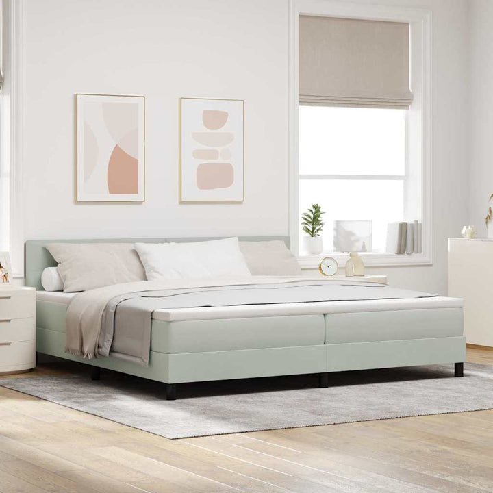 Box spring seng med hovedgærde Lysegrå 200 x 200 cm Fløjl