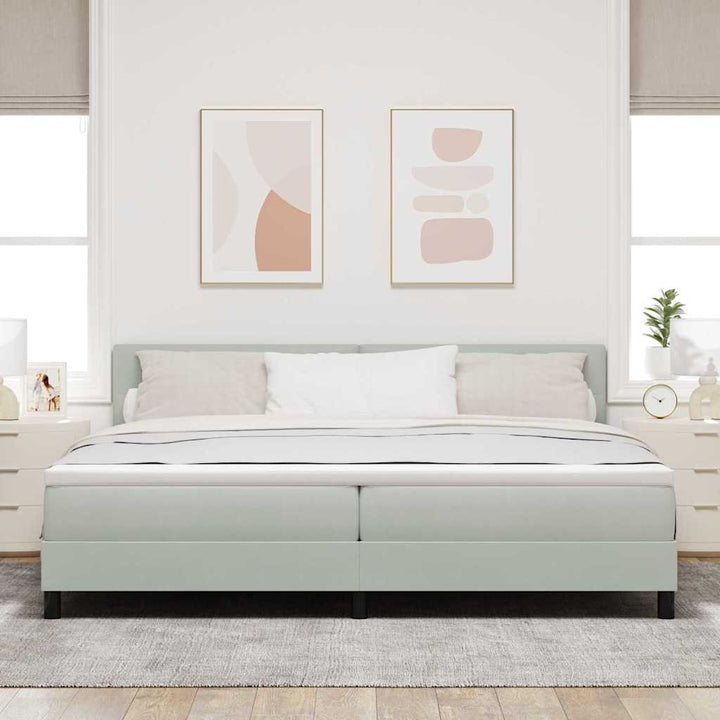 Box spring seng med hovedgærde Lysegrå 200 x 200 cm Fløjl