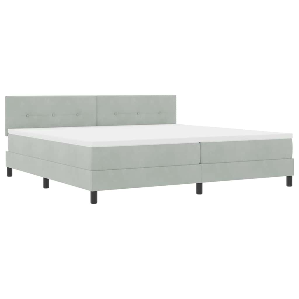 Box spring seng med hovedgærde Lysegrå 200 x 200 cm Fløjl