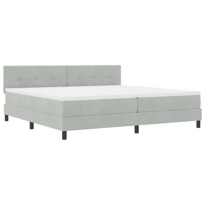 Box spring seng med hovedgærde Lysegrå 200 x 200 cm Fløjl