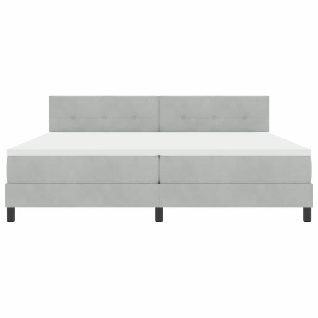 Box spring seng med hovedgærde Lysegrå 200 x 200 cm Fløjl