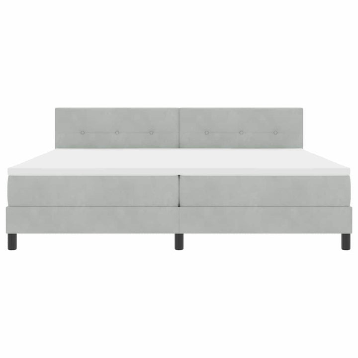 Box spring seng med hovedgærde Lysegrå 200 x 200 cm Fløjl