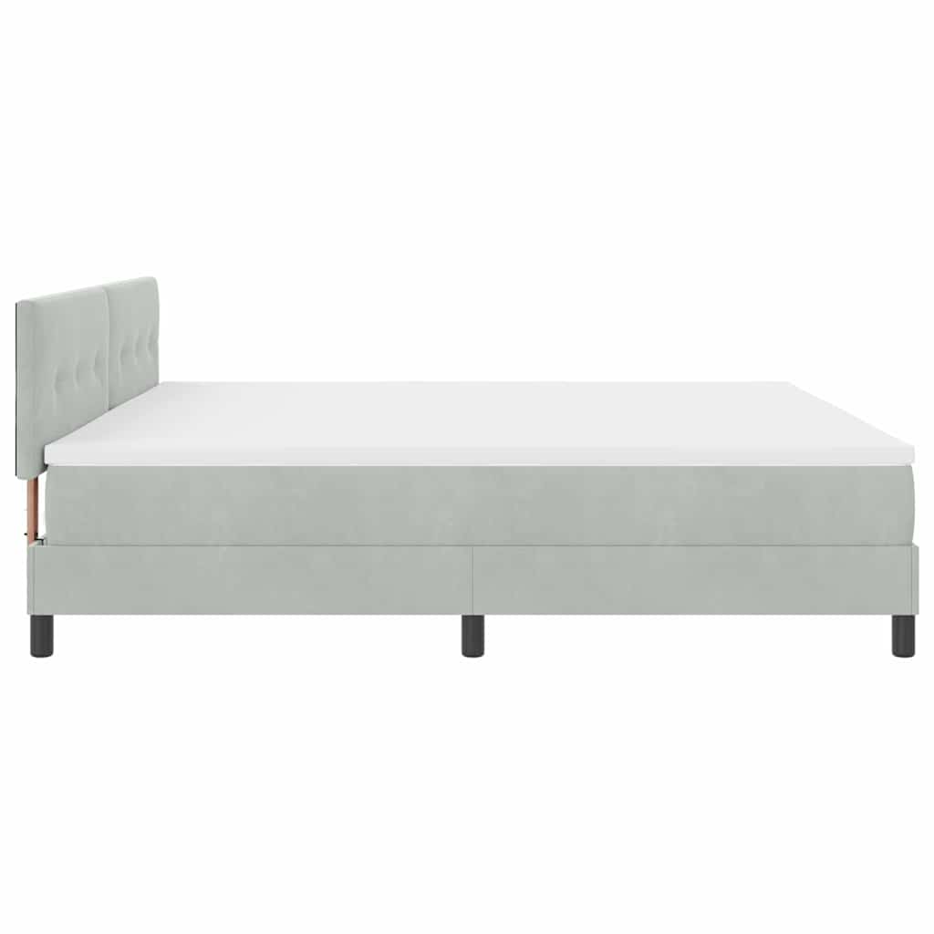 Box spring seng med hovedgærde Lysegrå 200 x 200 cm Fløjl