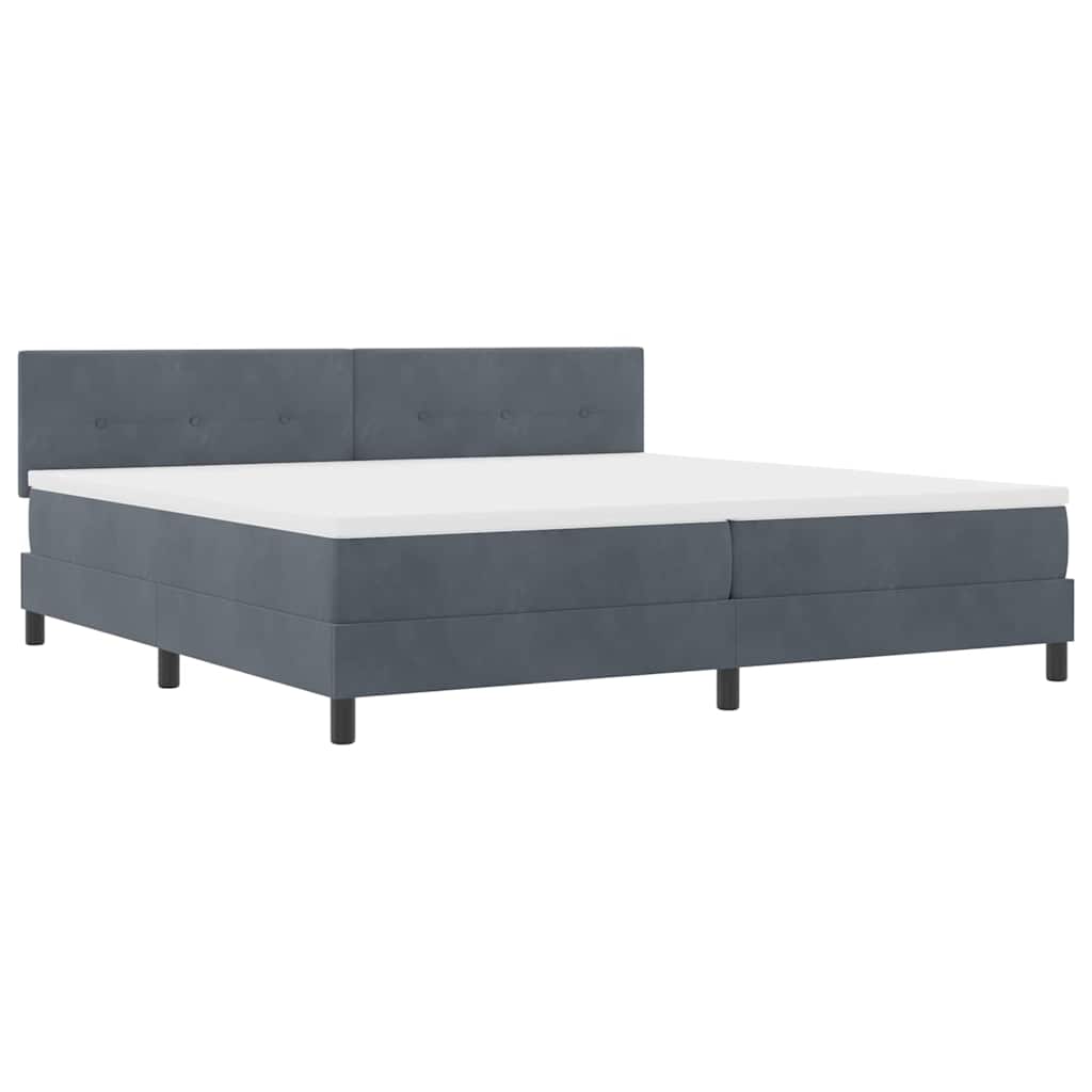 Box spring seng med hovedgærde Mørkegrå 200 x 200 cm Fløjl