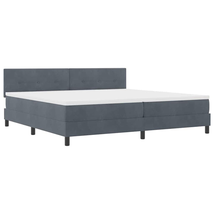Box spring seng med hovedgærde Mørkegrå 200 x 200 cm Fløjl