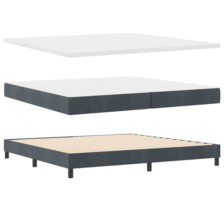 Box spring seng med hovedgærde Mørkegrå 200 x 200 cm Fløjl