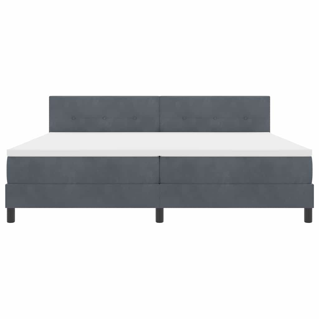 Box spring seng med hovedgærde Mørkegrå 200 x 200 cm Fløjl