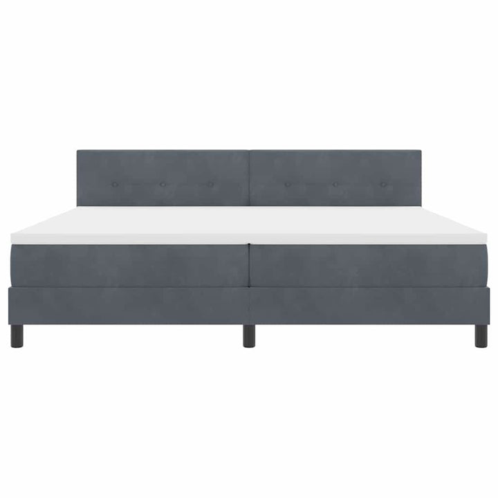 Box spring seng med hovedgærde Mørkegrå 200 x 200 cm Fløjl