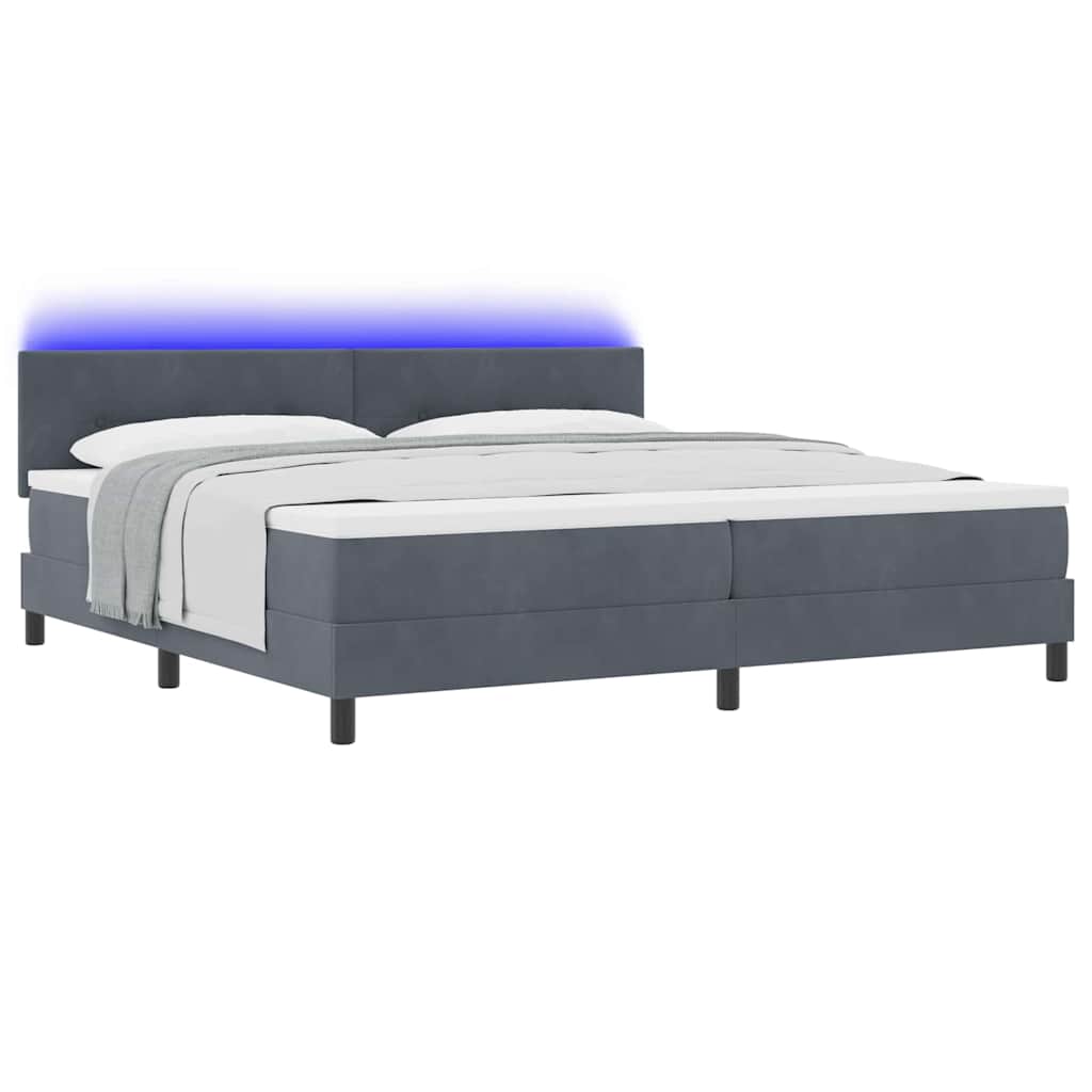 Box spring seng med hovedgærde Mørkegrå 200 x 200 cm Fløjl