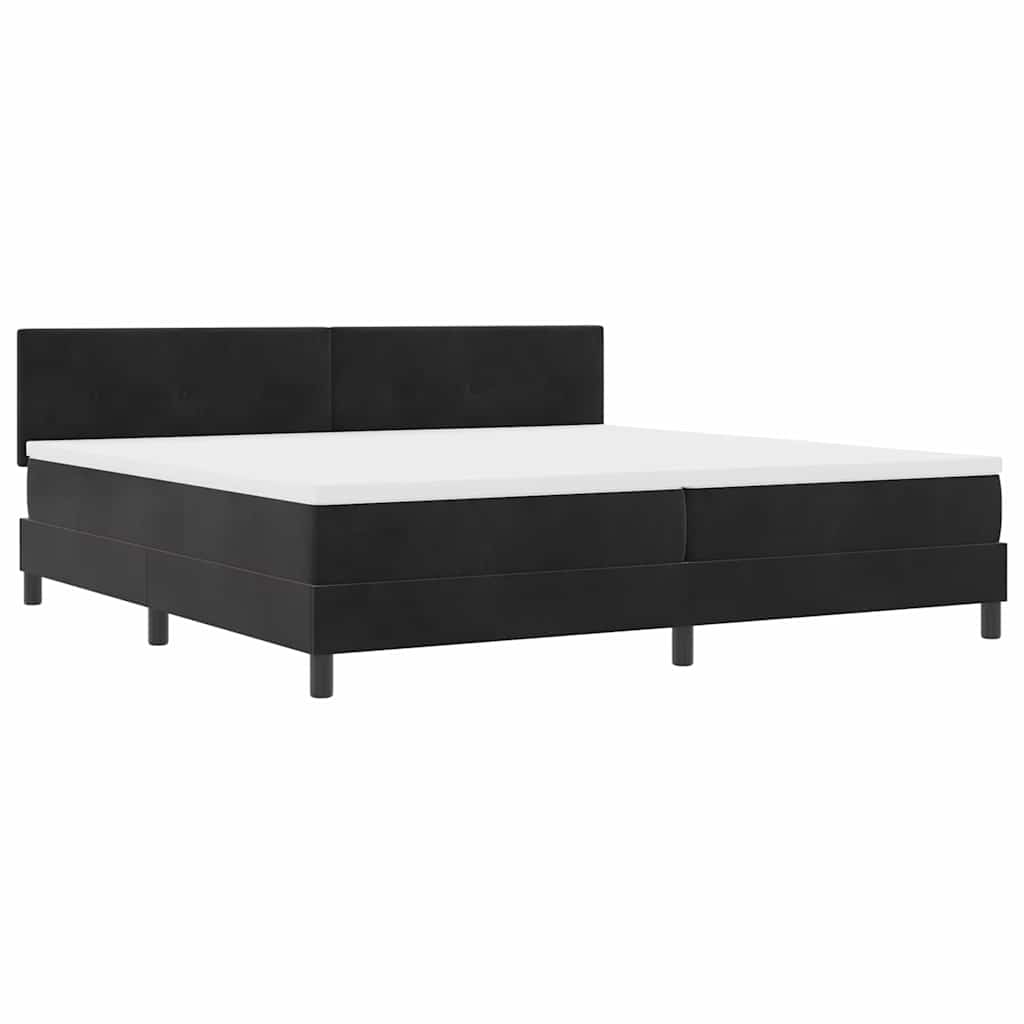 Box spring seng med hovedgærde Sort 200 x 200 cm Fløjl
