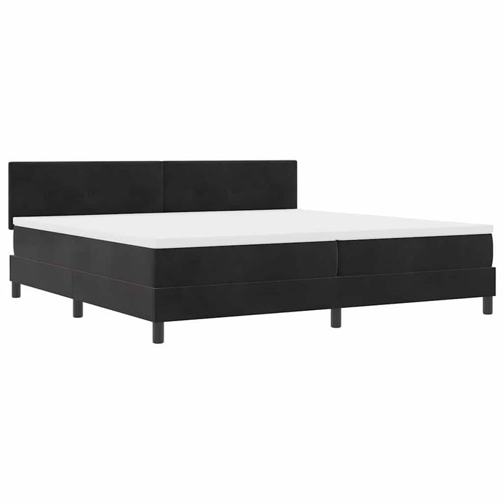 Box spring seng med hovedgærde Sort 200 x 200 cm Fløjl