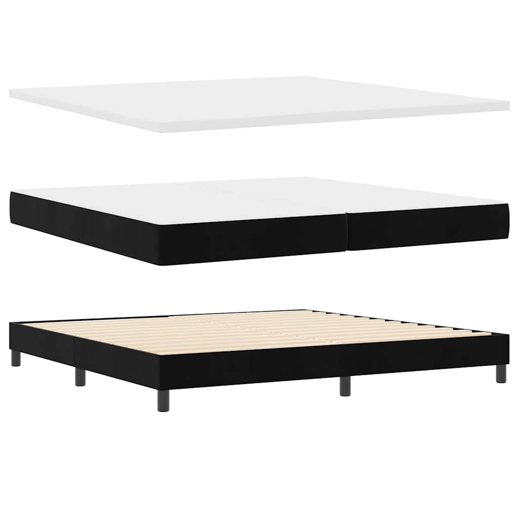 Box spring seng med hovedgærde Sort 200 x 200 cm Fløjl