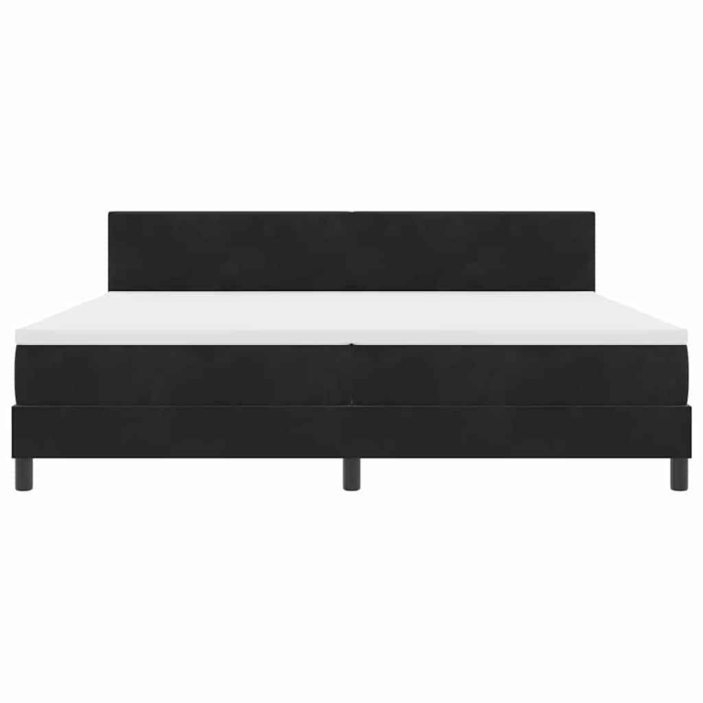 Box spring seng med hovedgærde Sort 200 x 200 cm Fløjl