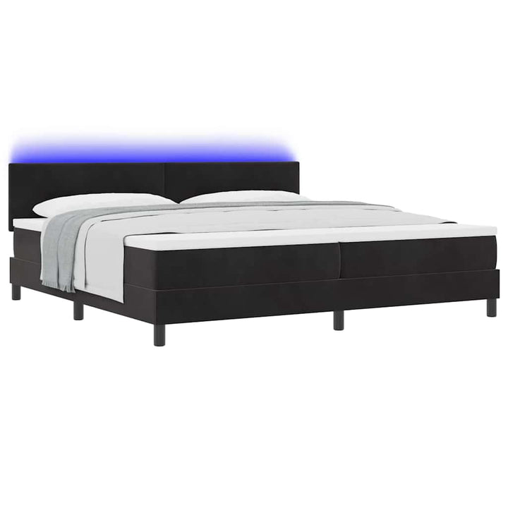 Box spring seng med hovedgærde Sort 200 x 200 cm Fløjl