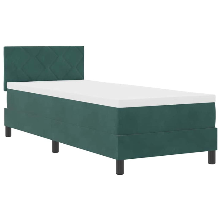 Box spring seng med hovedgærde Mørkegrøn 80 x 200 cm Fløjl