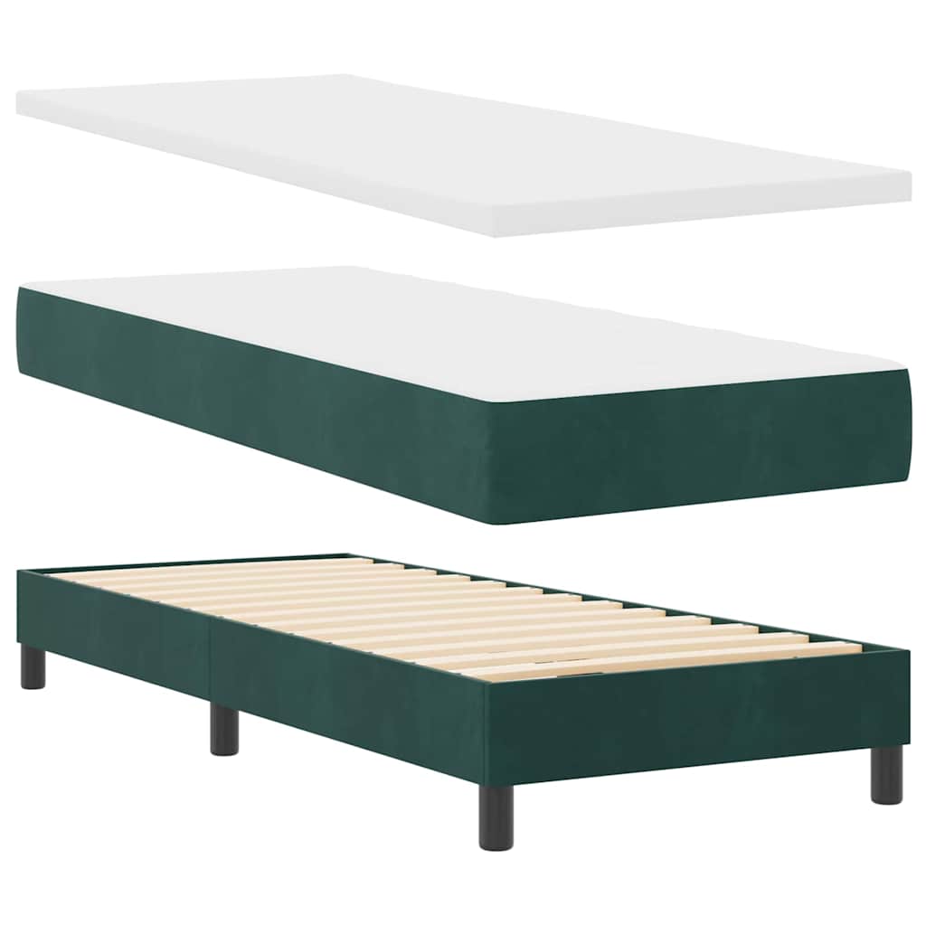 Box spring seng med hovedgærde Mørkegrøn 80 x 200 cm Fløjl