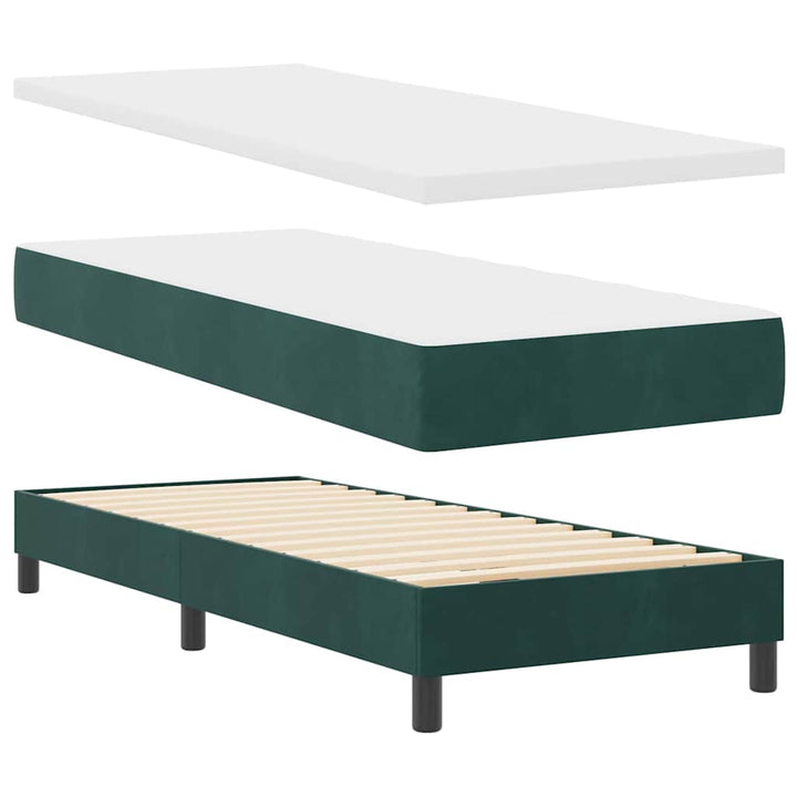 Box spring seng med hovedgærde Mørkegrøn 80 x 200 cm Fløjl