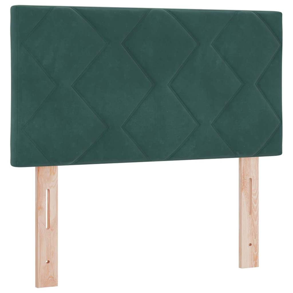 Box spring seng med hovedgærde Mørkegrøn 80 x 200 cm Fløjl