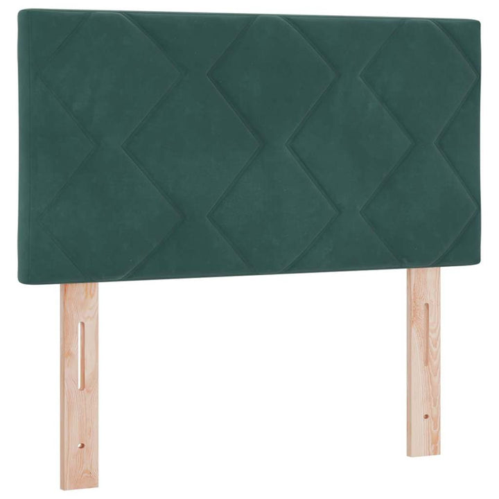 Box spring seng med hovedgærde Mørkegrøn 80 x 200 cm Fløjl