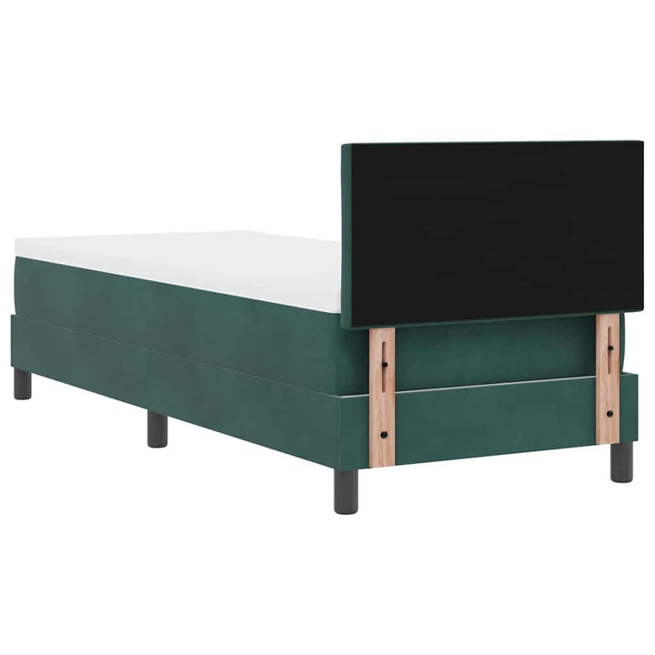 Box spring seng med hovedgærde Mørkegrøn 80 x 200 cm Fløjl