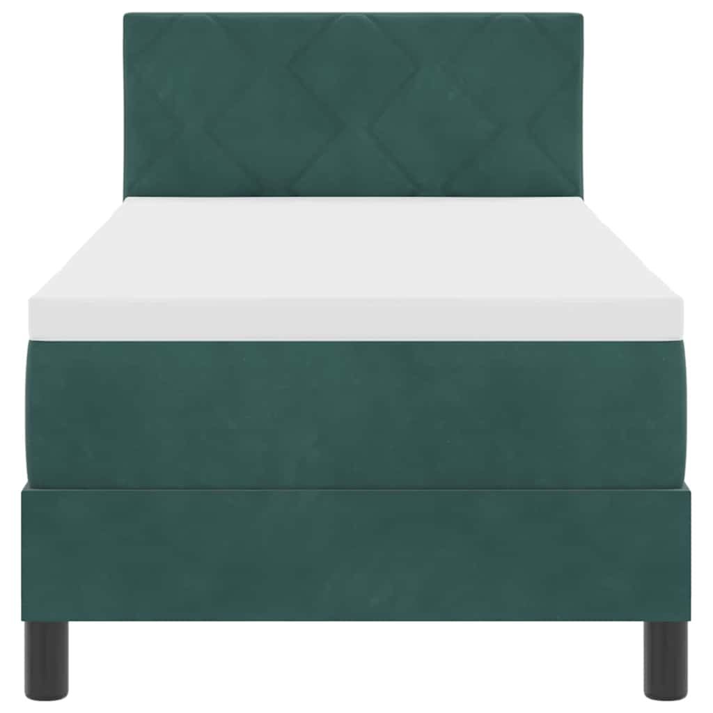 Box spring seng med hovedgærde Mørkegrøn 80 x 200 cm Fløjl