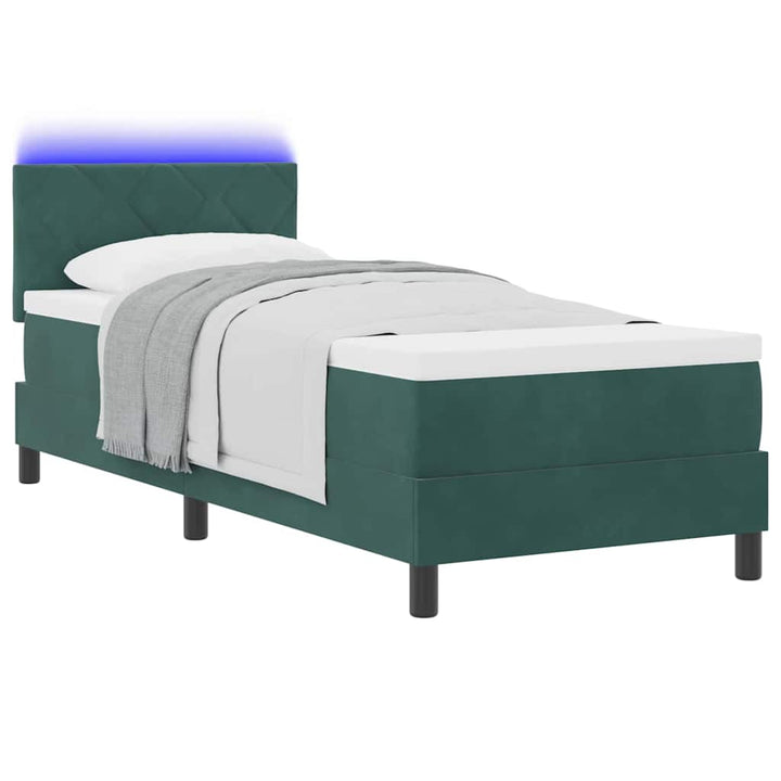 Box spring seng med hovedgærde Mørkegrøn 80 x 200 cm Fløjl
