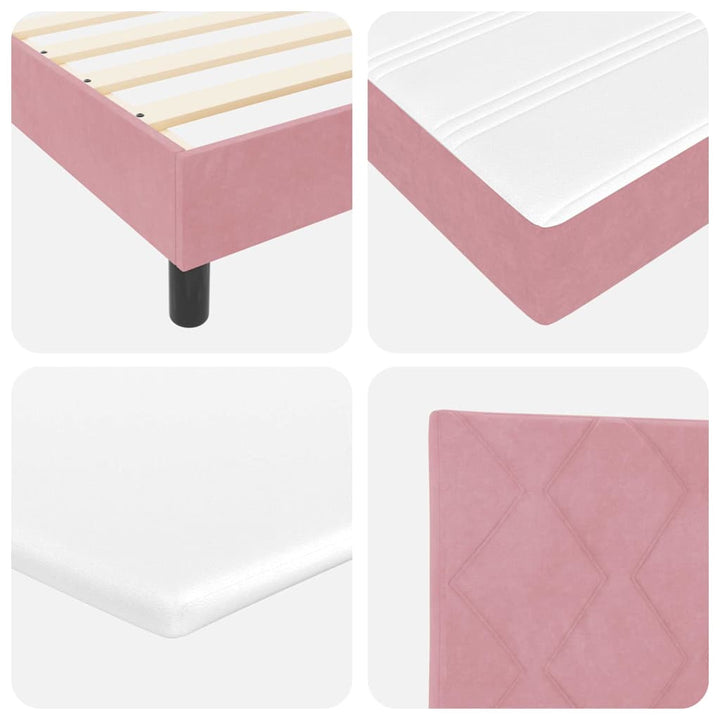 Box spring seng med hovedgærde Lyserød 80 x 200 cm Fløjl