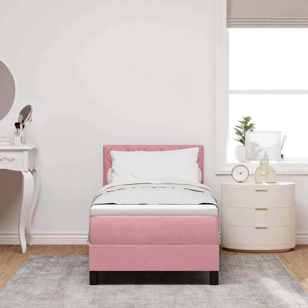 Box spring seng med hovedgærde Lyserød 80 x 200 cm Fløjl
