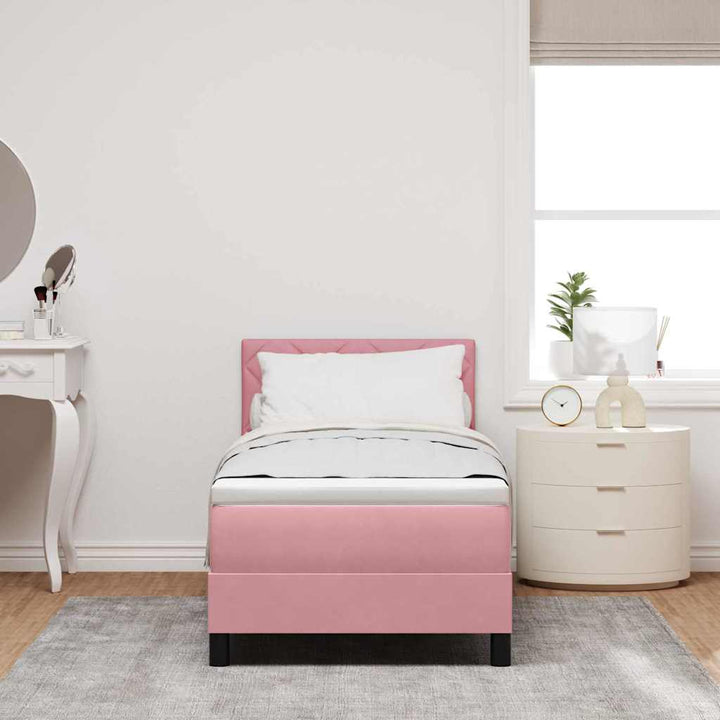 Box spring seng med hovedgærde Lyserød 80 x 200 cm Fløjl
