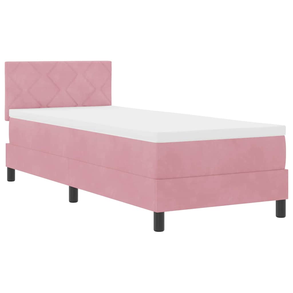 Box spring seng med hovedgærde Lyserød 80 x 200 cm Fløjl