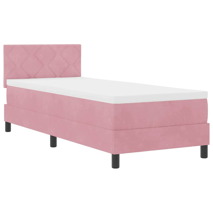Box spring seng med hovedgærde Lyserød 80 x 200 cm Fløjl