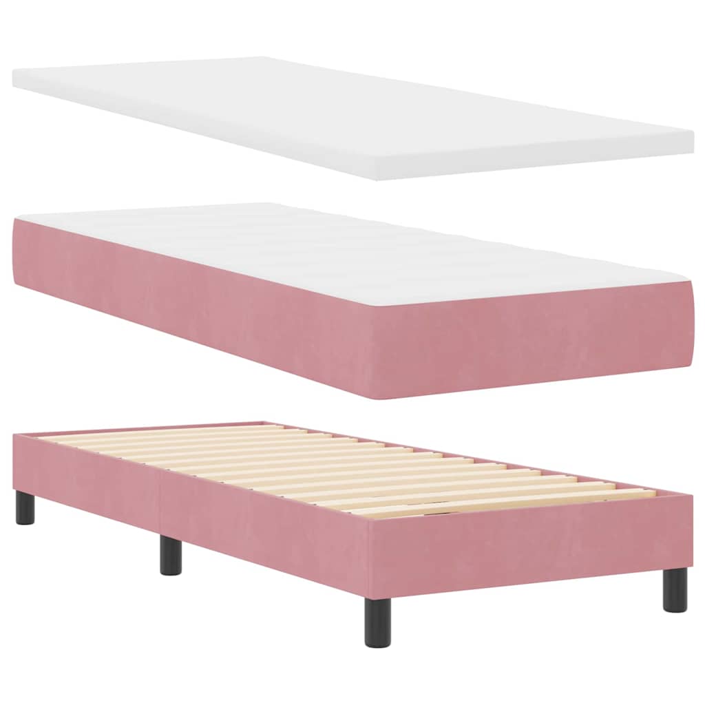 Box spring seng med hovedgærde Lyserød 80 x 200 cm Fløjl