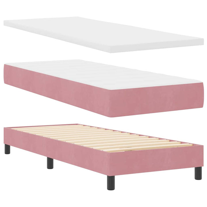 Box spring seng med hovedgærde Lyserød 80 x 200 cm Fløjl