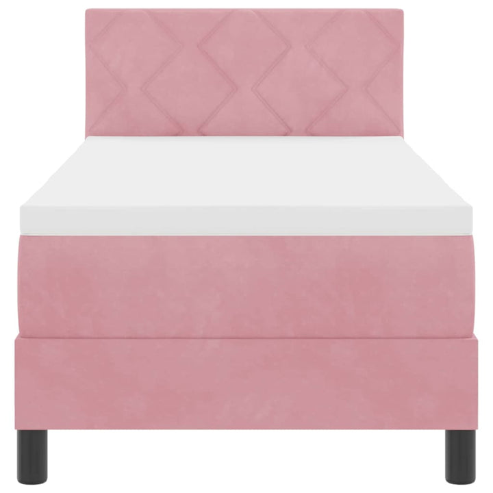 Box spring seng med hovedgærde Lyserød 80 x 200 cm Fløjl