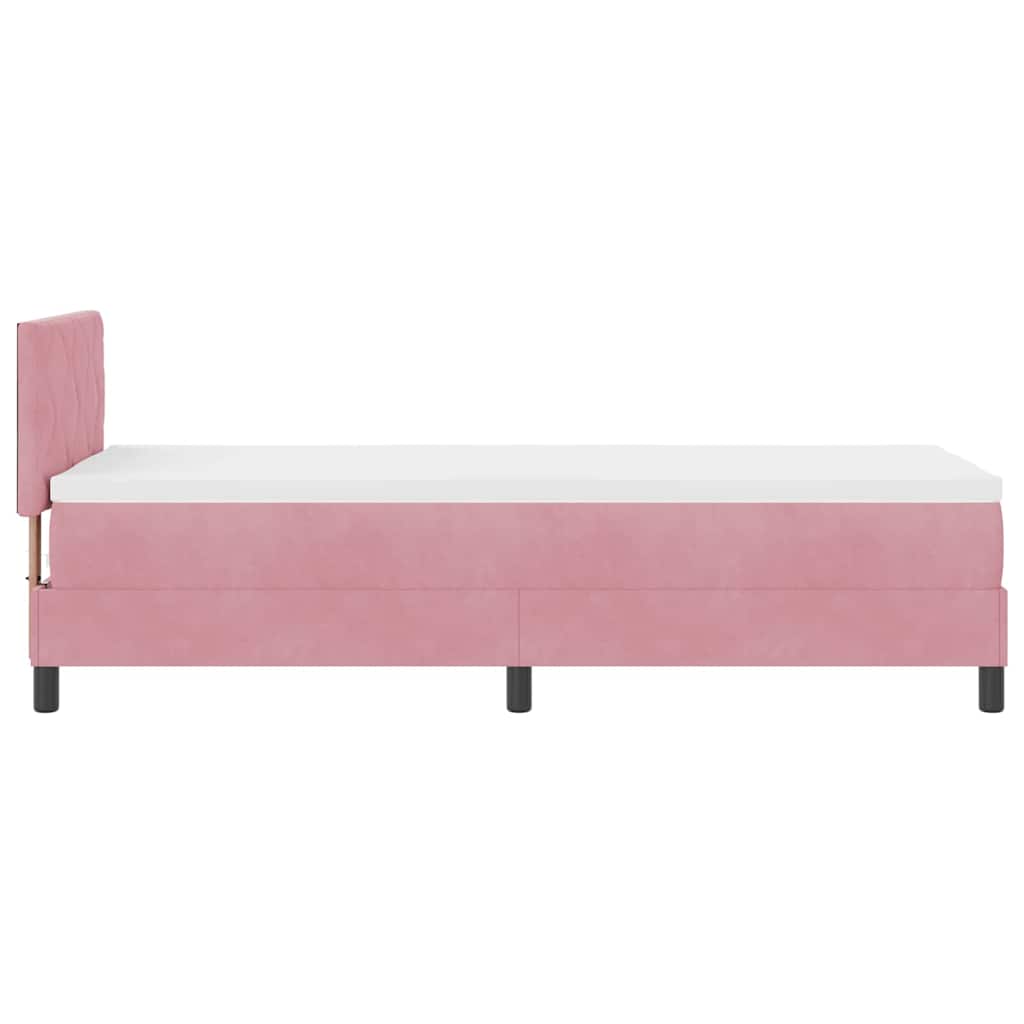 Box spring seng med hovedgærde Lyserød 80 x 200 cm Fløjl