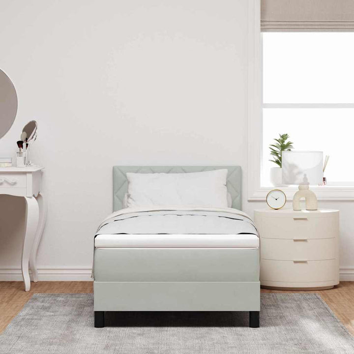 Box spring seng med hovedgærde Lysegrå 90 x 190 cm Fløjl