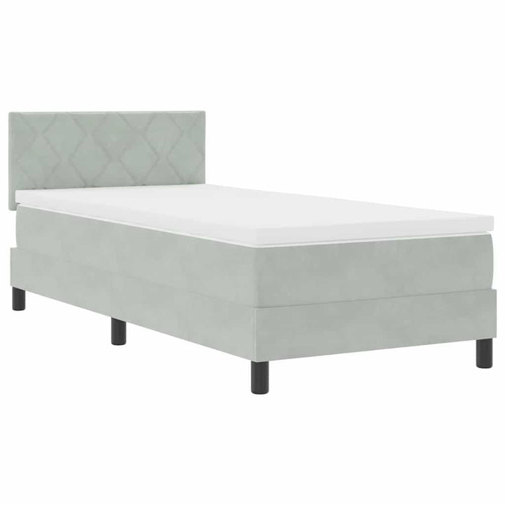 Box spring seng med hovedgærde Lysegrå 90 x 190 cm Fløjl