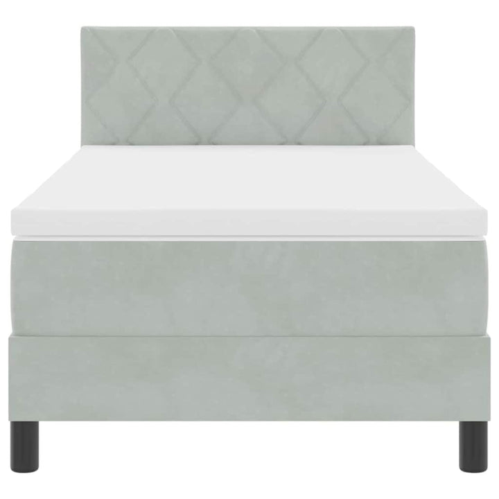 Box spring seng med hovedgærde Lysegrå 90 x 190 cm Fløjl