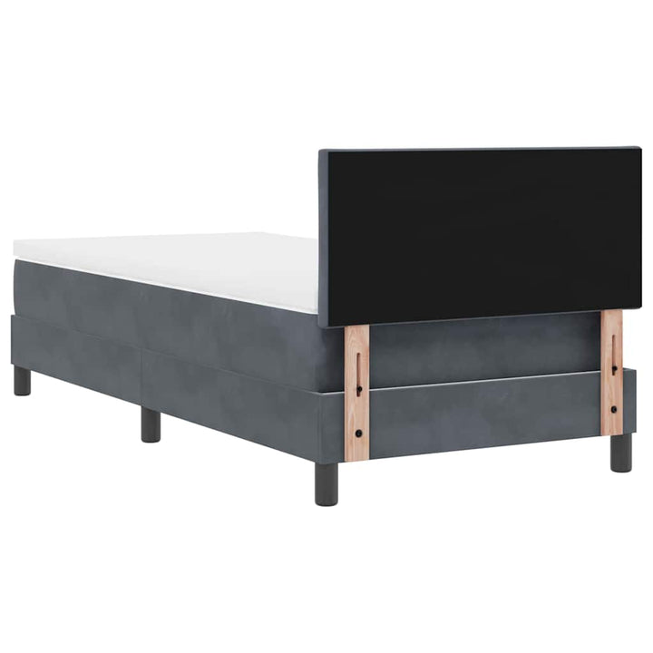 Box spring seng med hovedgærde Mørkegrå 90 x 190 cm Fløjl