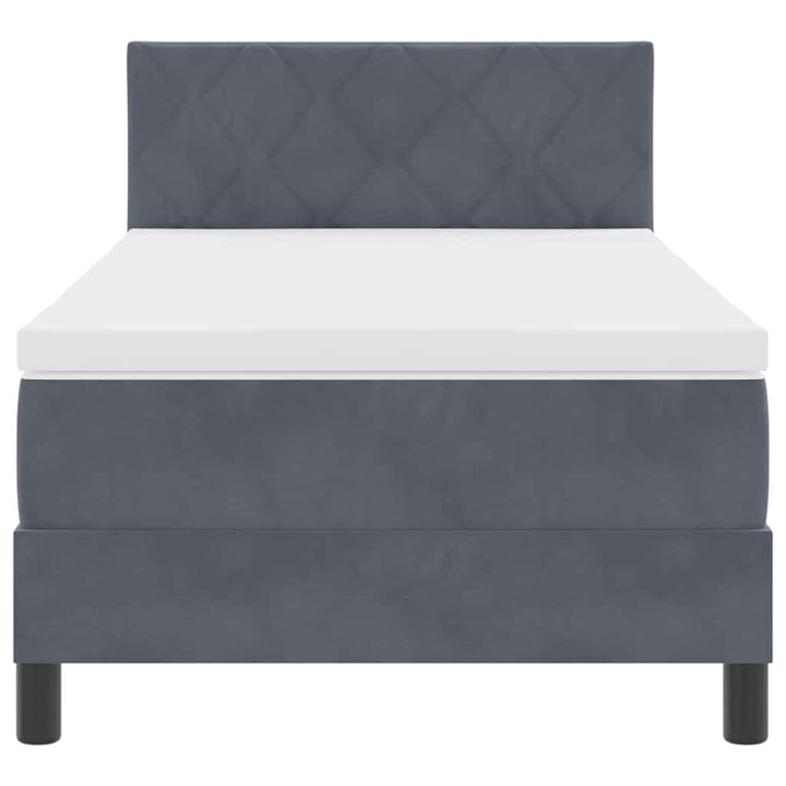Box spring seng med hovedgærde Mørkegrå 90 x 190 cm Fløjl