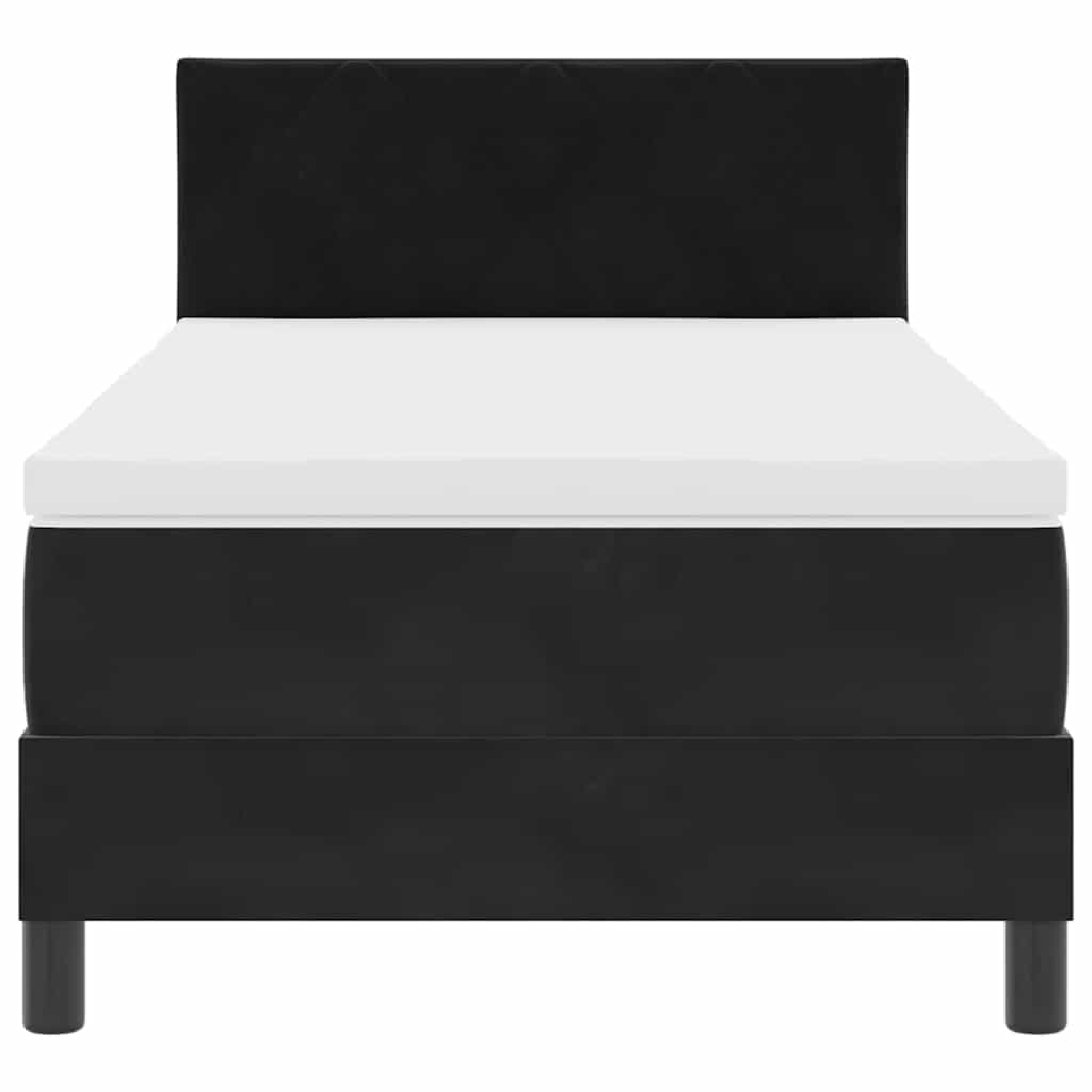 Box spring seng med hovedgærde Sort 90 x 190 cm Fløjl