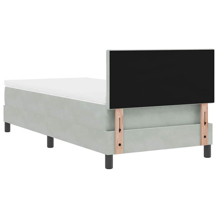 Box spring seng med hovedgærde Lysegrå 90 x 200 cm Fløjl
