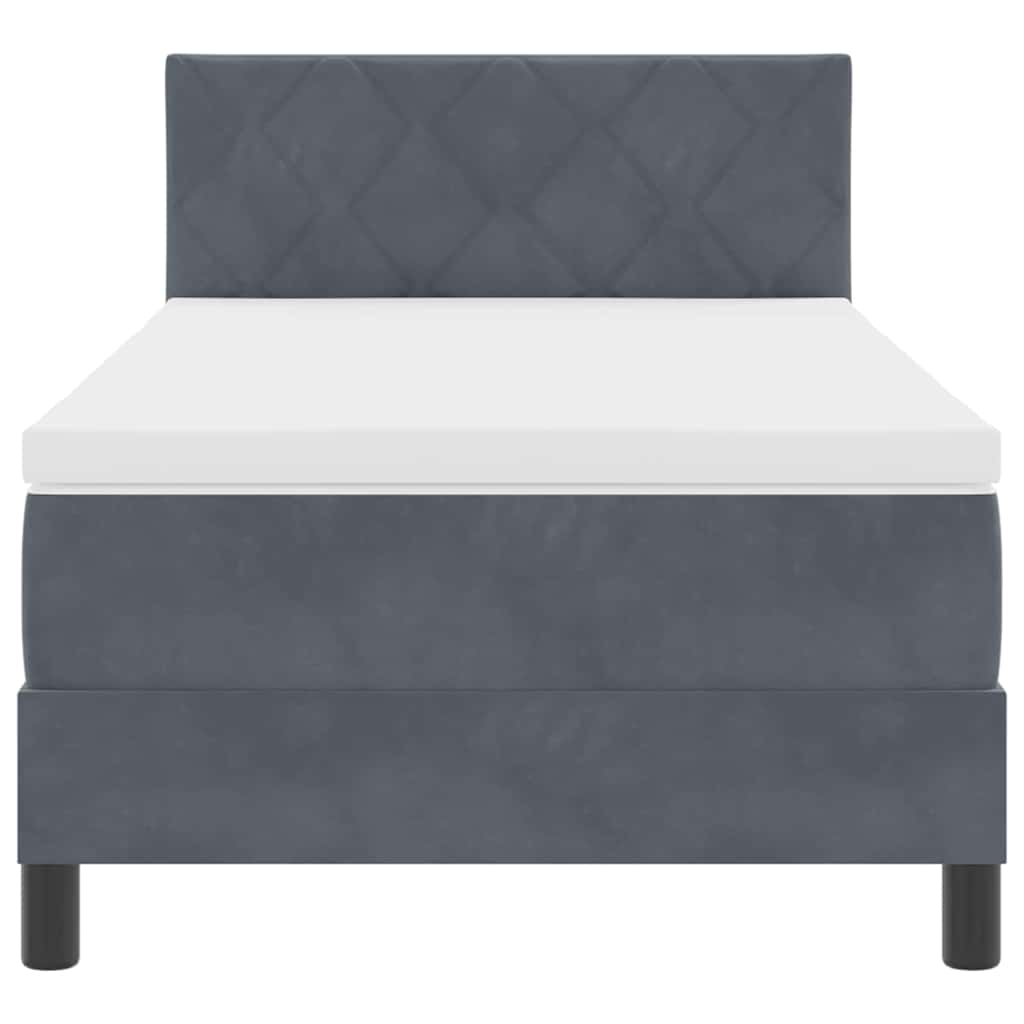 Box spring seng med hovedgærde Mørkegrå 90 x 200 cm Fløjl