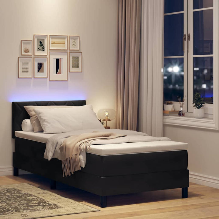 Box spring seng med hovedgærde Sort 100 x 200 cm Fløjl