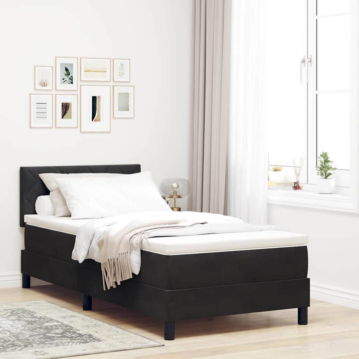 Box spring seng med hovedgærde Sort 100 x 200 cm Fløjl