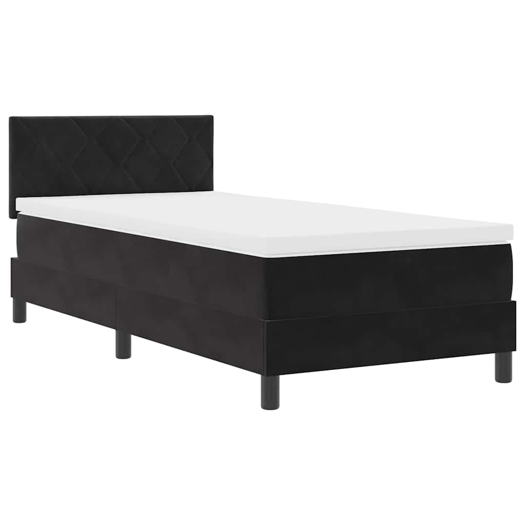 Box spring seng med hovedgærde Sort 100 x 200 cm Fløjl